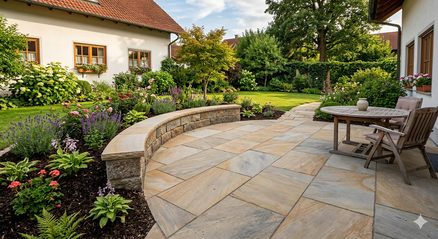 Hofpflege Steinterrasse Steinhagen – Kowert Gartengestaltung